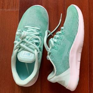 mint green running shoes